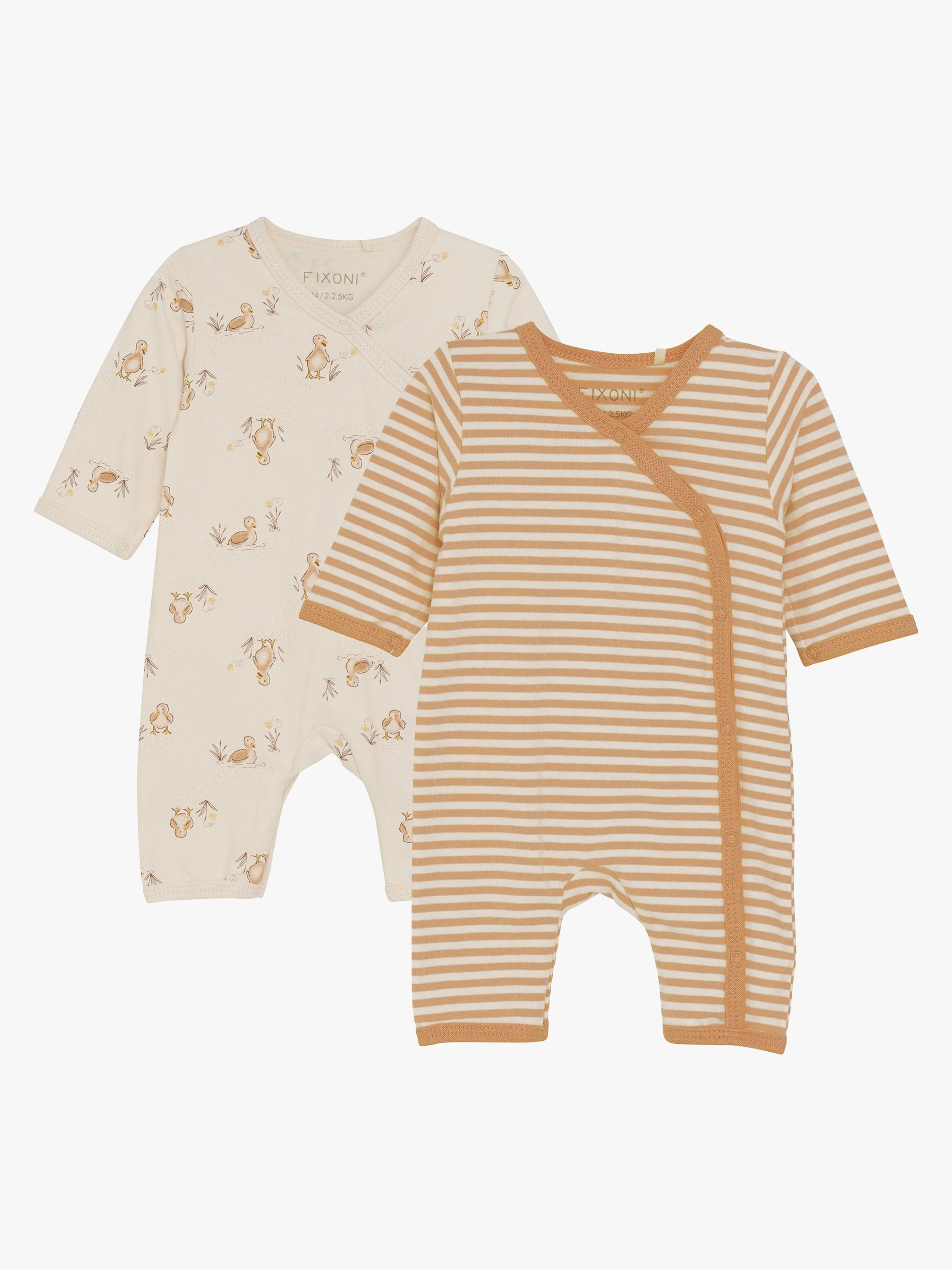 Fixoni Præmatur Pyjamasser 2-pak Str. 44, Brun til nyfødte.