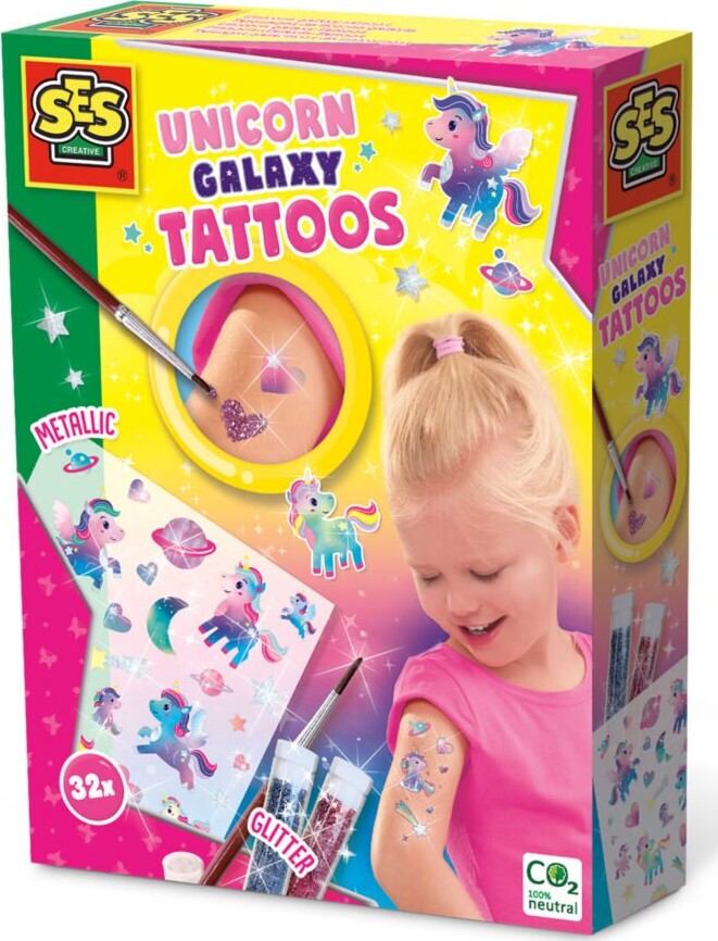 SES Creative Glitter Enhjørning Børnetatoveringer