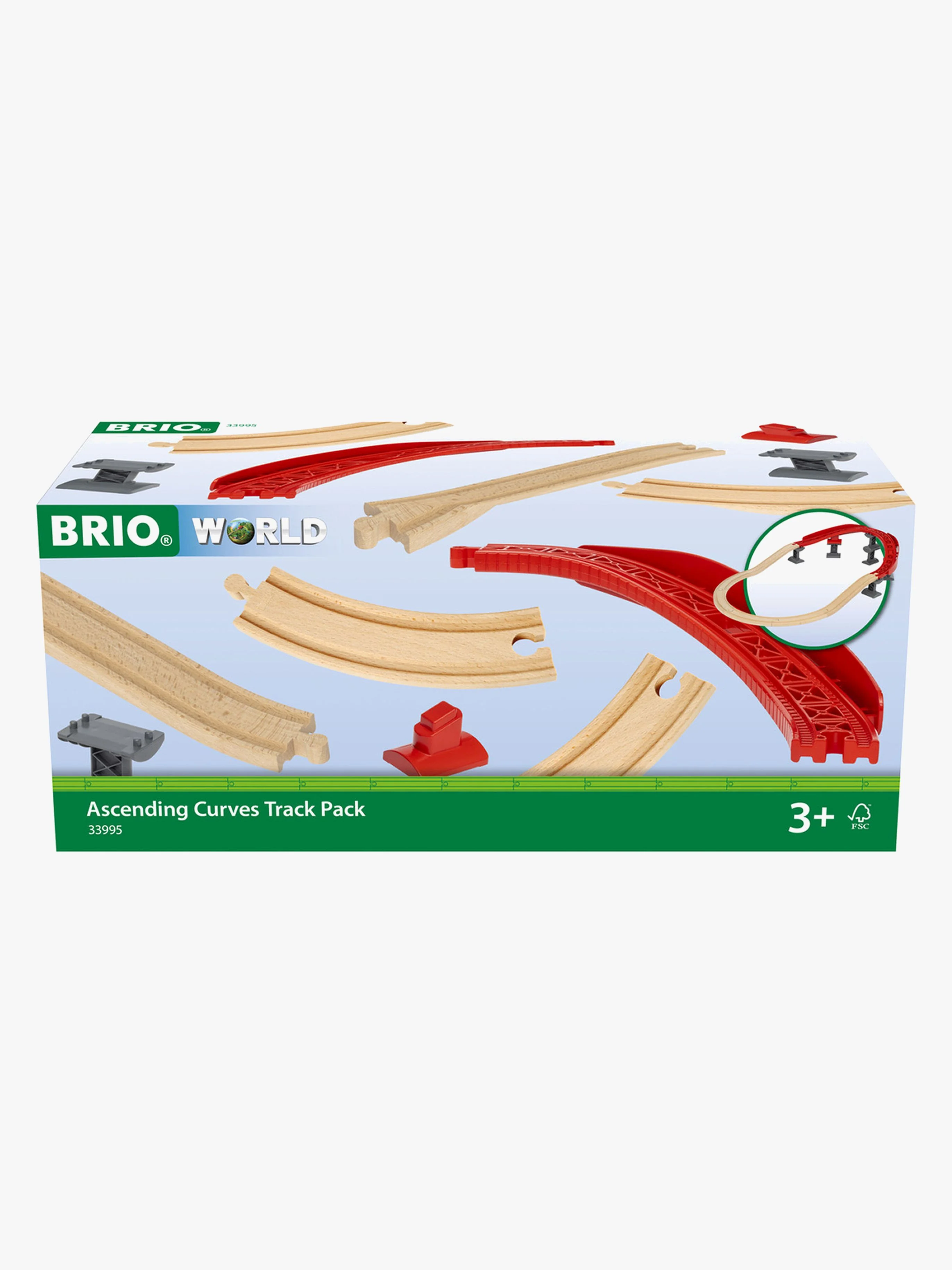 Brio World 33995 Pakke med hævede, buede skinner