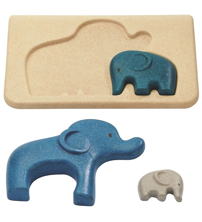PlanToys Elefant Puslespil Natur Blå